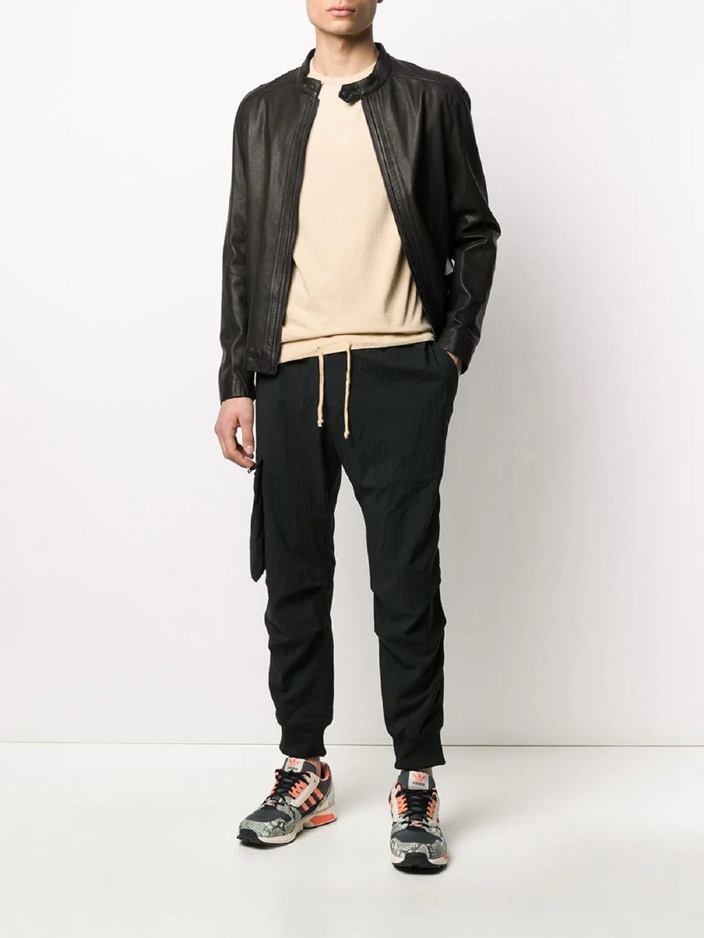 Black Leather Jacket - Shearling leather