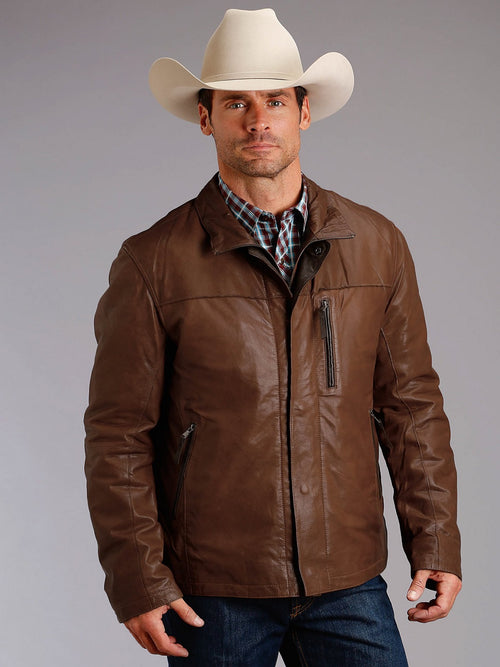 Brown Leather Jacket - Shearling leather