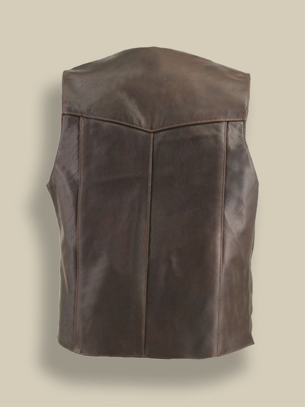 Men Brown Classic Biker Vest - Shearling leather