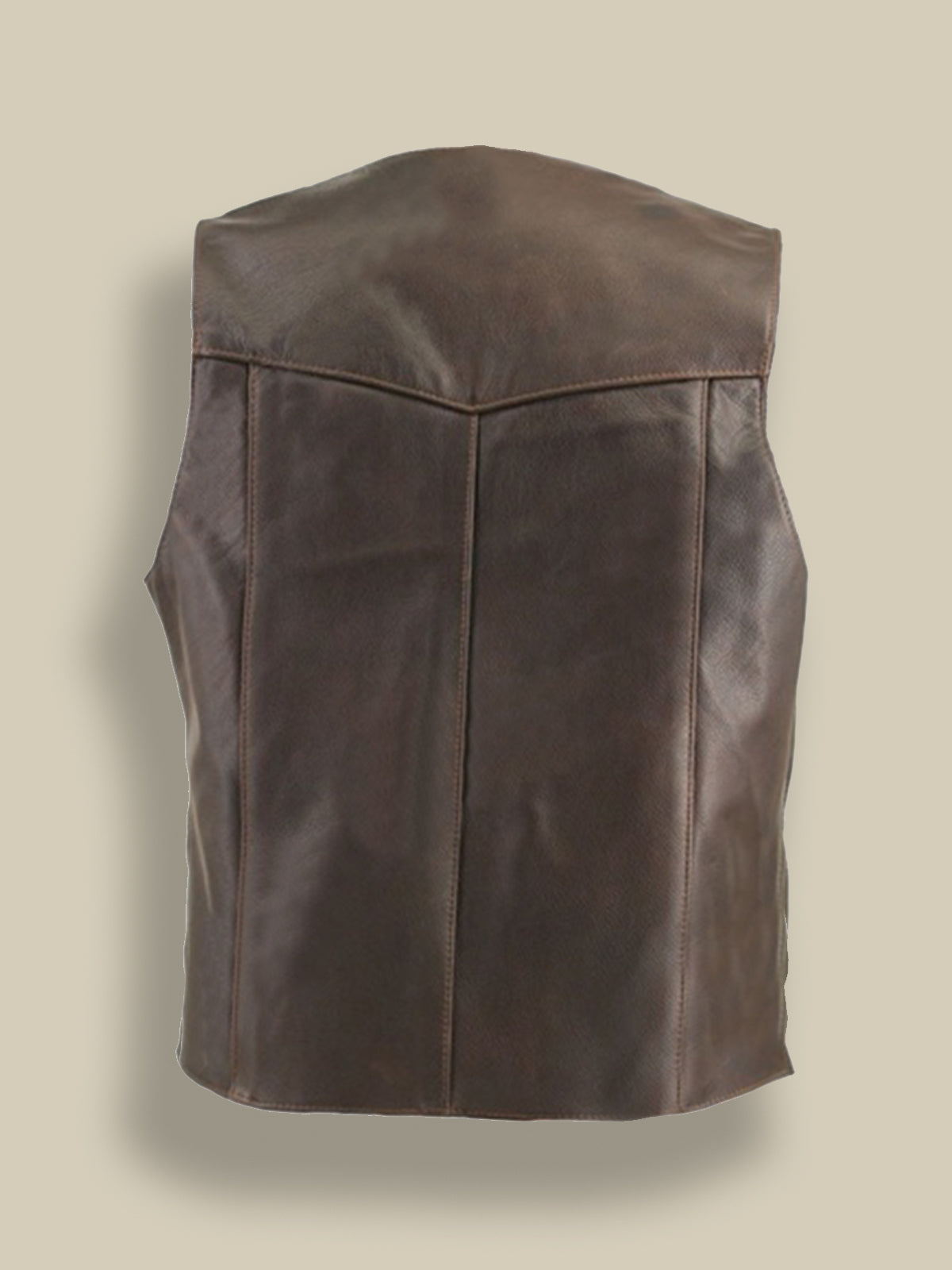 Men Brown Classic Biker Vest - Shearling leather