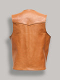 Men Western Style Brown Vest - Shearling leather