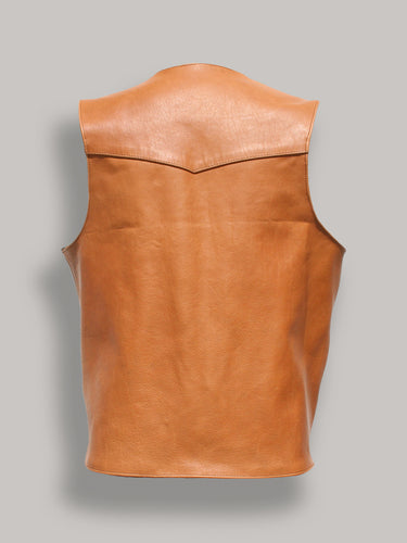 Men Western Style Brown Vest - Shearling leather