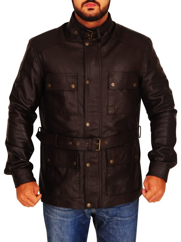 Men Brown Field Jacket - Shearling leather