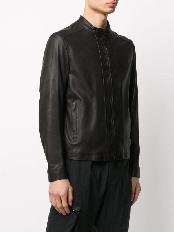 Black Leather Jacket - Shearling leather