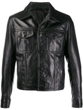 Black Leather Jacket - Shearling leather