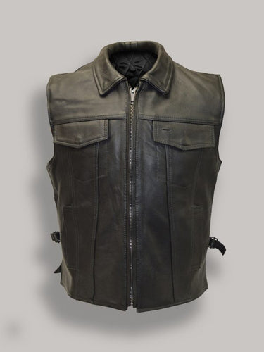 Men Fight Club Leather Vest - Shearling leather