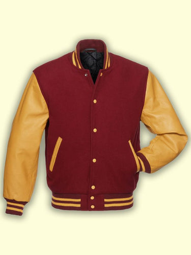 Cardinal Gold Varsity Jacket - Shearling leather