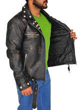 Load image into Gallery viewer, Men Distressed Brown Snake Jacket - Shearling leather
