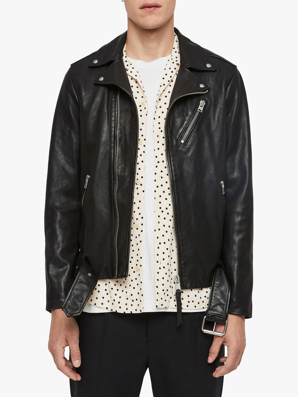 Natty Black Jacket For Men - Shearling leather