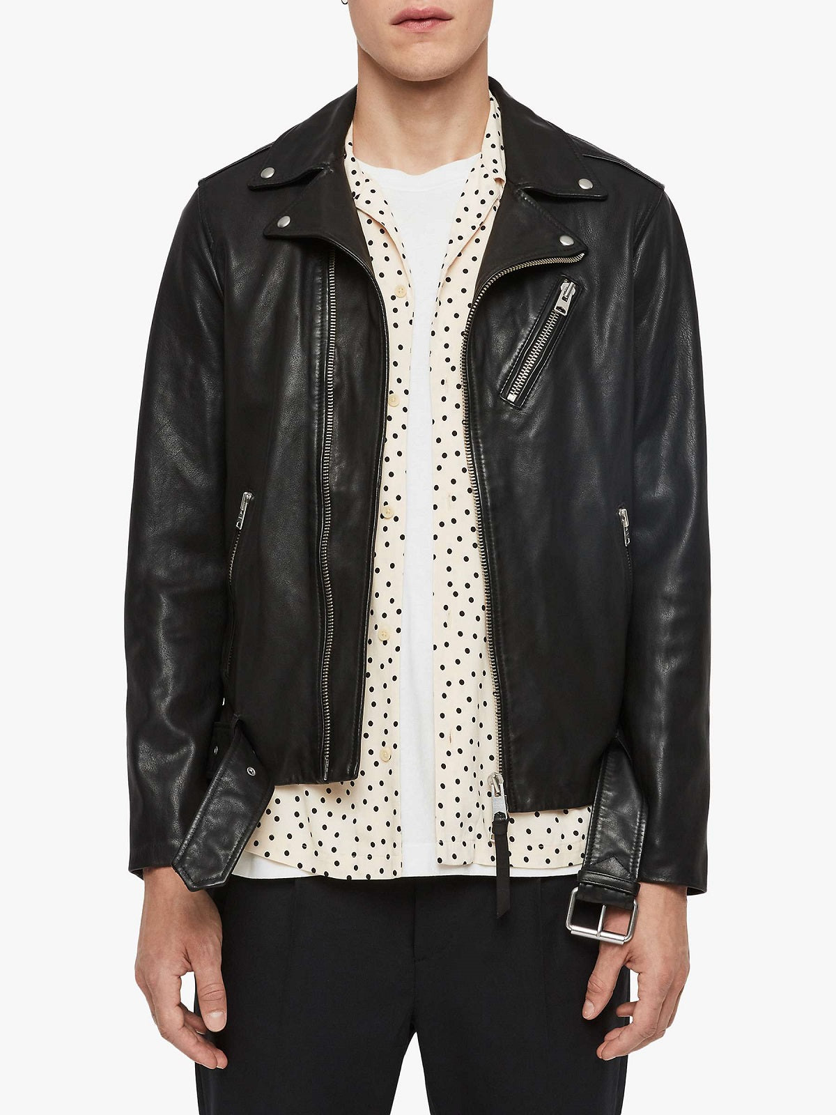 Natty Black Jacket For Men - Shearling leather