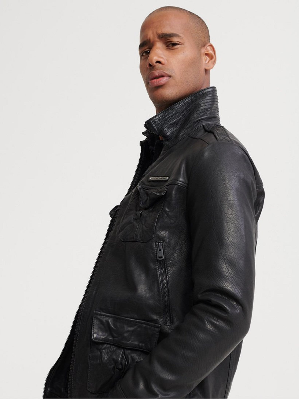 Black Leather Jacket - Shearling leather