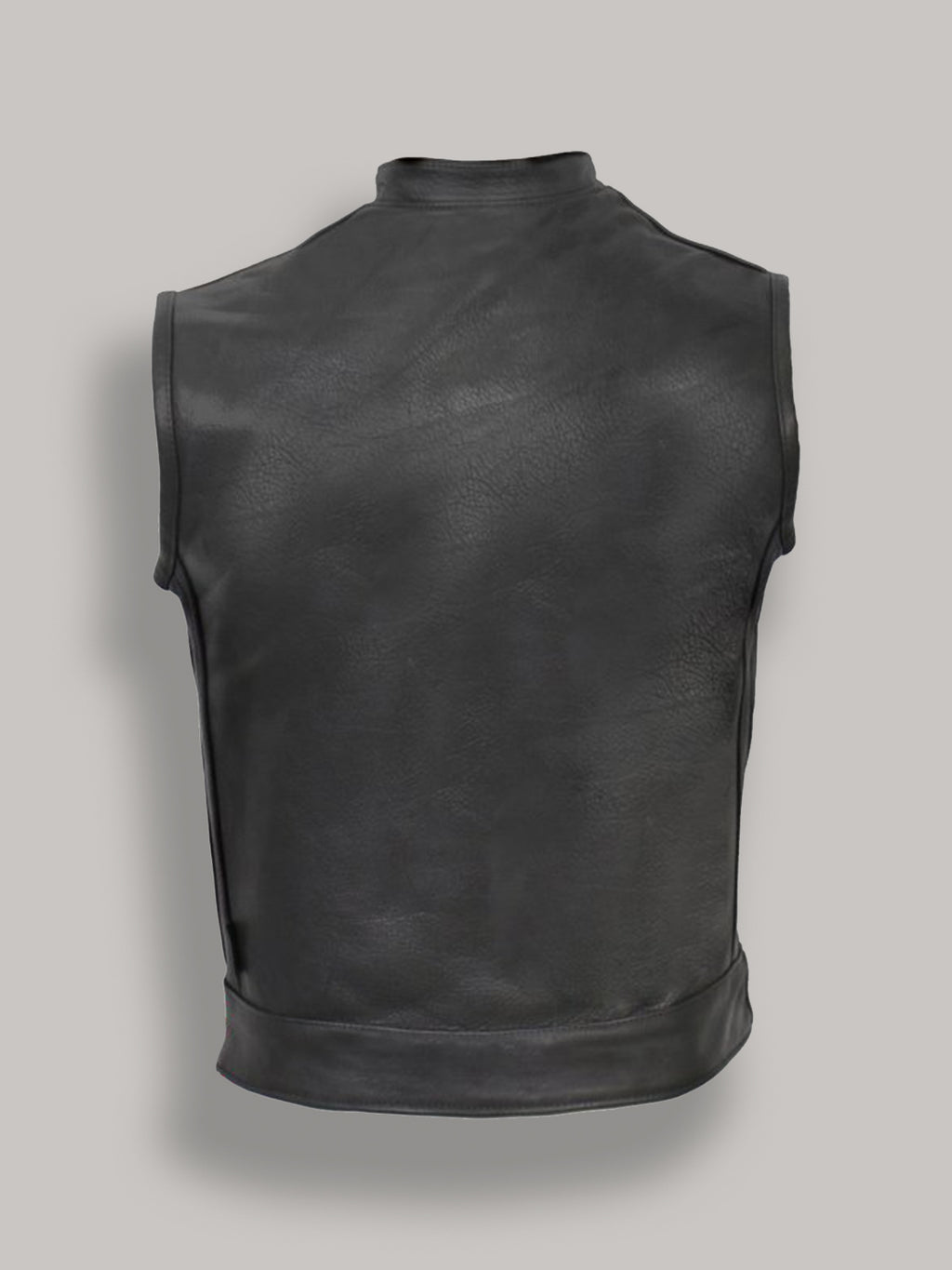 Men Black Leather Vest - Shearling leather