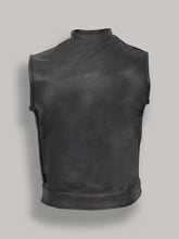 Load image into Gallery viewer, Men Black Leather Vest - Shearling leather

