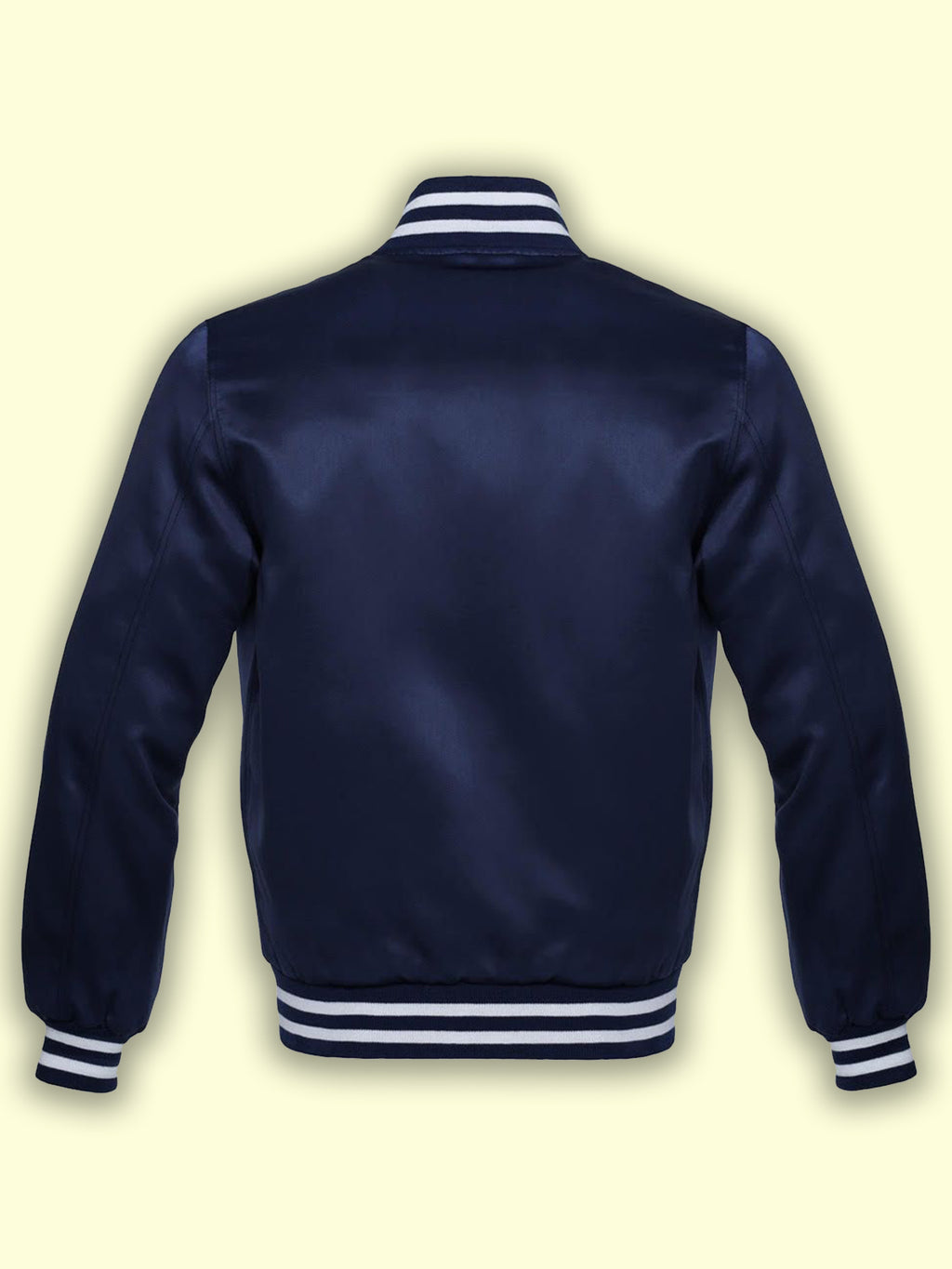 Navy Blue Satin Jacket - Shearling leather