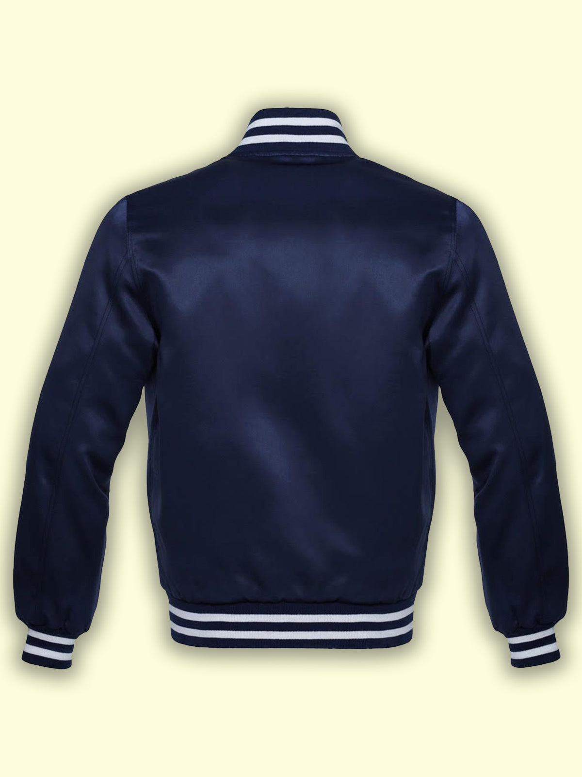 Navy Blue Satin Jacket - Shearling leather