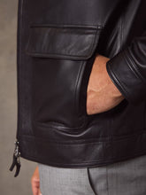 Load image into Gallery viewer, Men Vintage Black Leather Jacket - Shearling leather

