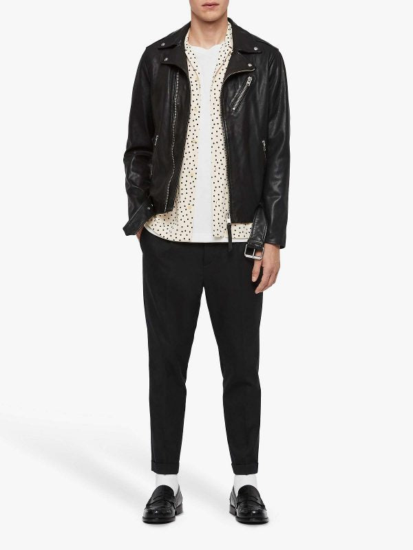 Natty Black Jacket For Men - Shearling leather