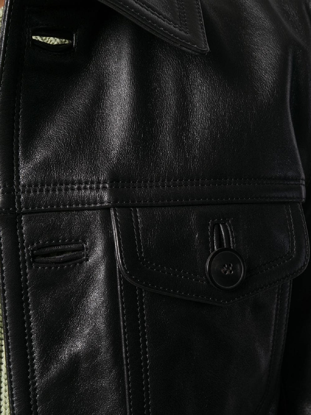 Black Leather Jacket - Shearling leather