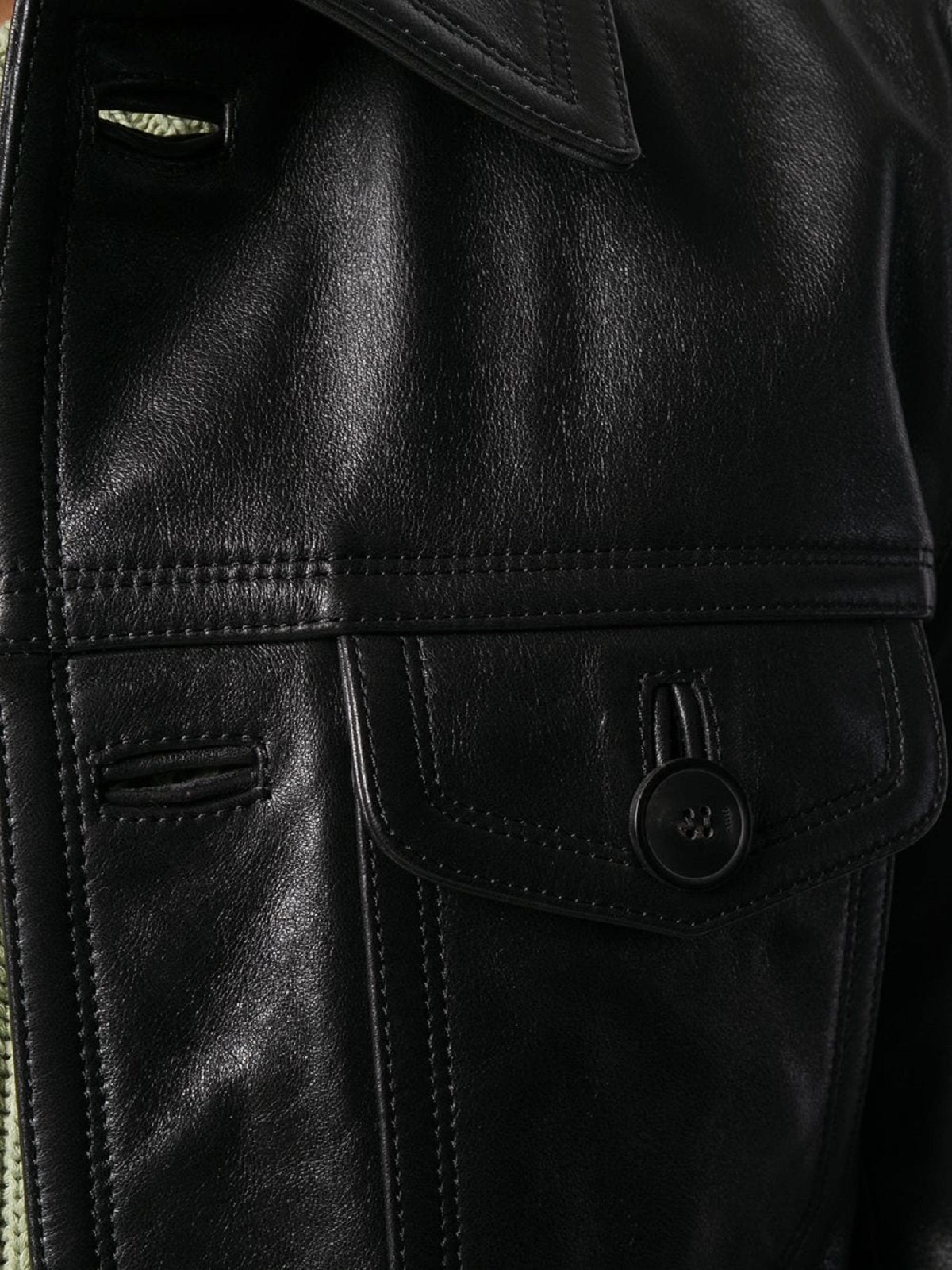 Black Leather Jacket - Shearling leather