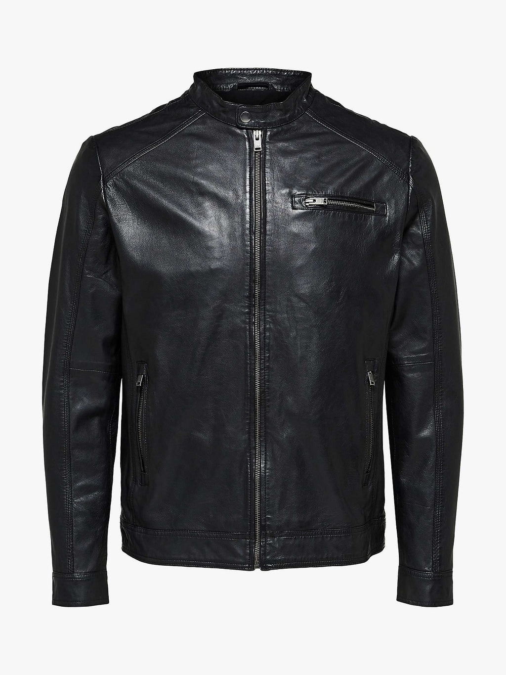Majestic Black Jacket For Men - Shearling leather