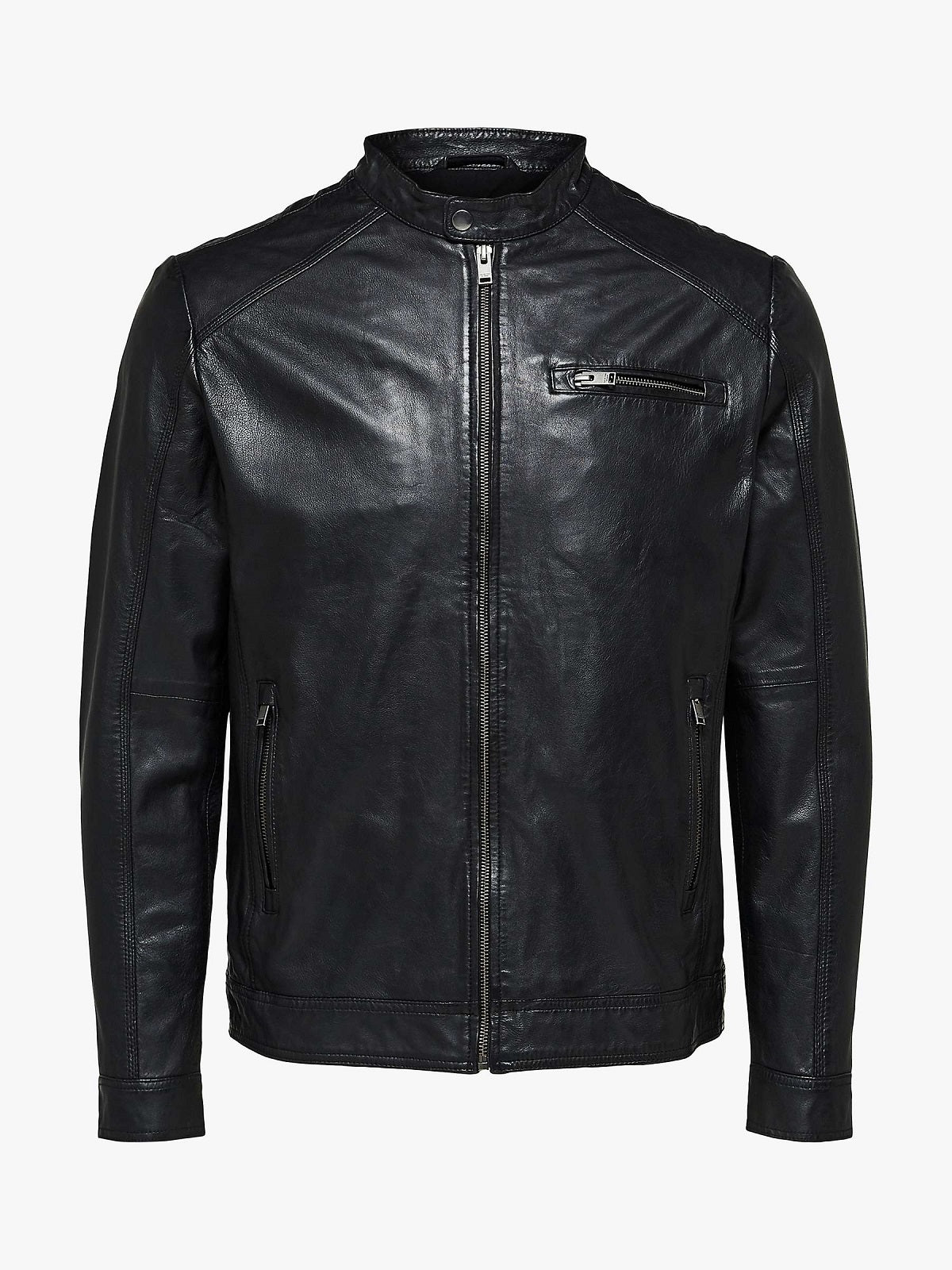 Majestic Black Jacket For Men - Shearling leather