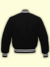 Load image into Gallery viewer, Black Fleece Varsity Jacket - Shearling leather
