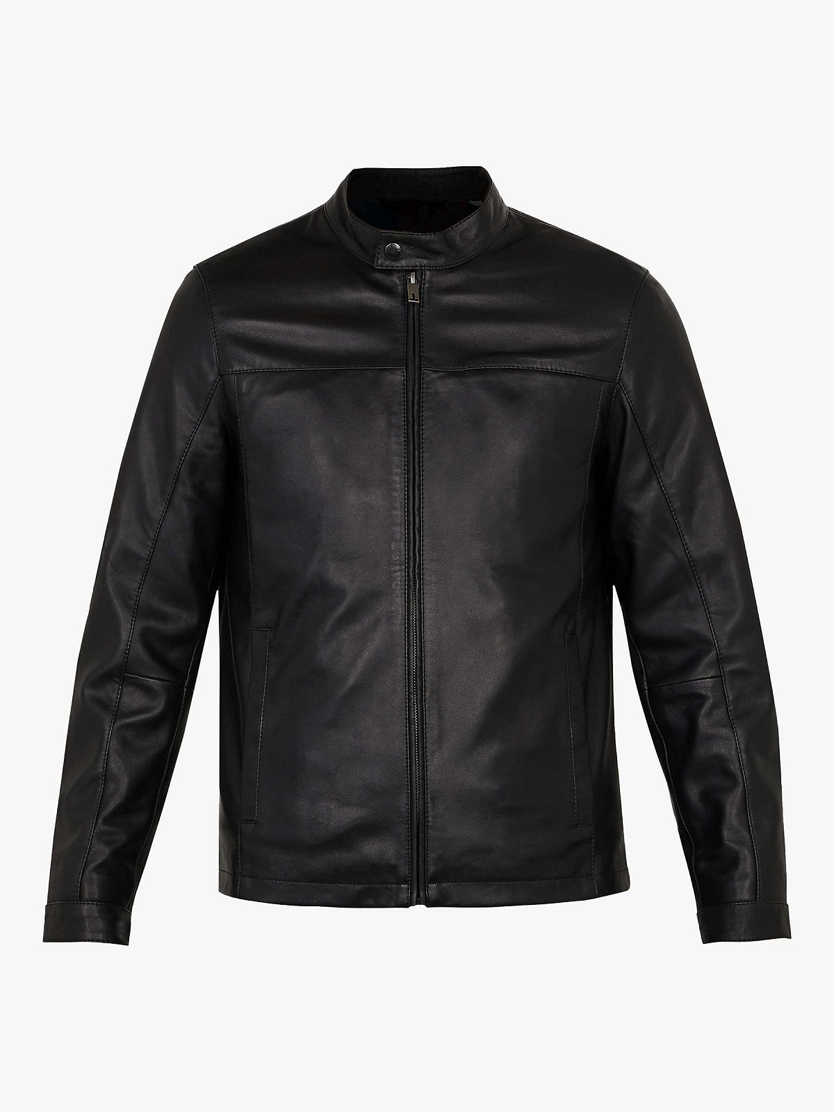 Black Leather Jacket - Shearling leather
