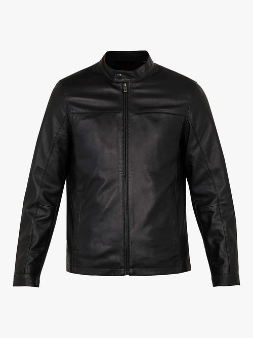 Black Leather Jacket - Shearling leather