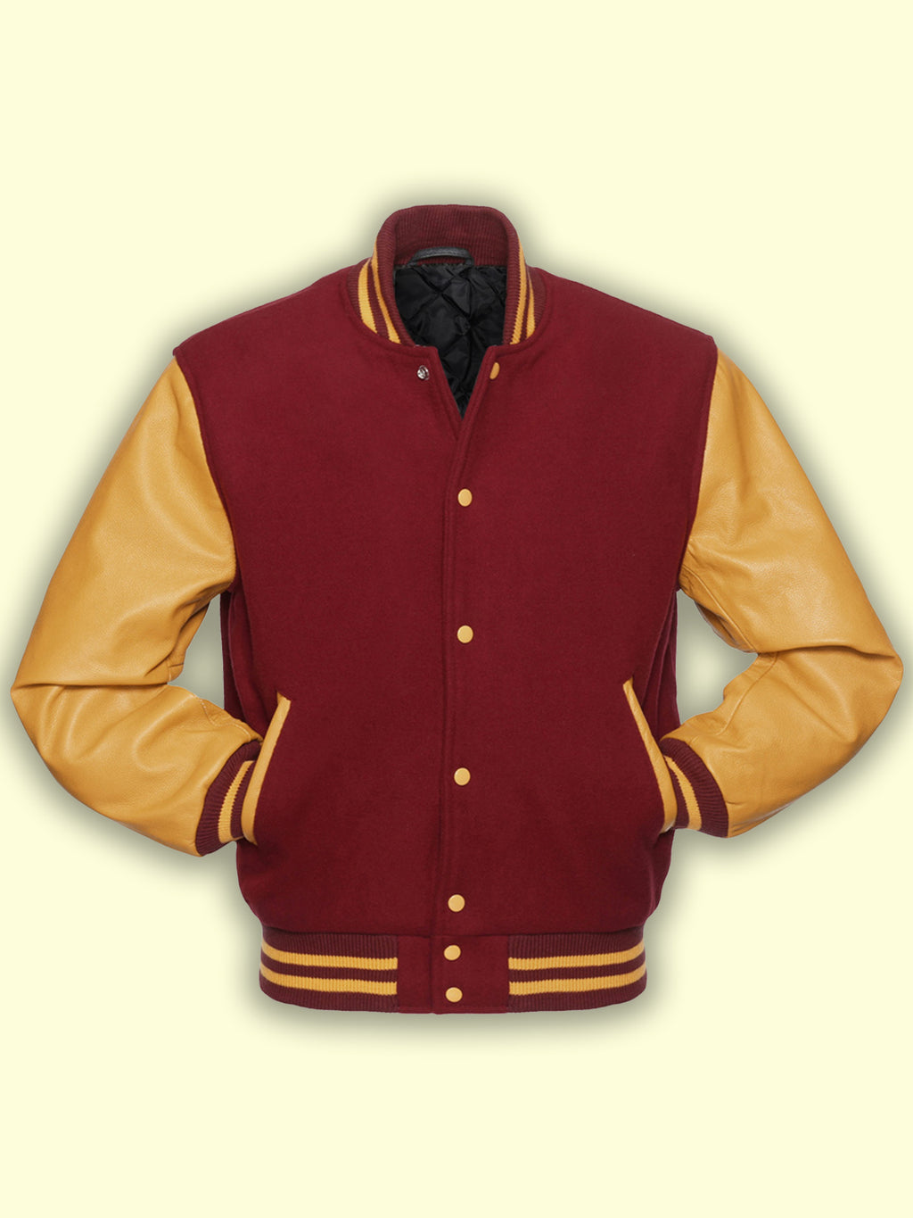 Cardinal Gold Varsity Jacket - Shearling leather