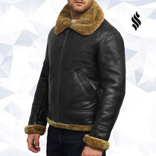 Load image into Gallery viewer, Men&#39;s Aviator B3 World War2 Real Shearling Sheepskin Flying Jacket - Shearling leather
