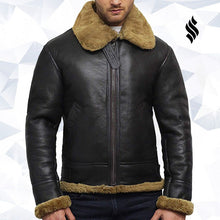 Load image into Gallery viewer, Men&#39;s Aviator B3 World War2 Real Shearling Sheepskin Flying Jacket - Shearling leather

