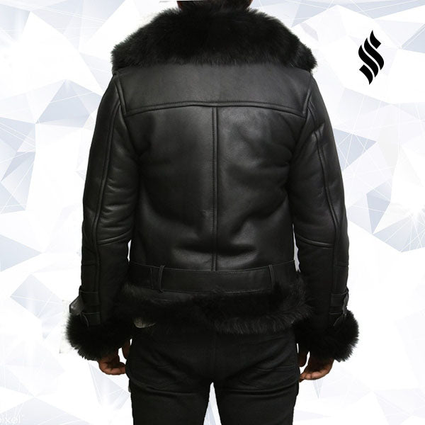 Men's Aviator Flying Jacket Real Shearling Sheepskin Toscana Flying Jacket Coat - Shearling leather