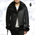 Men's Aviator Flying Jacket Real Shearling Sheepskin Toscana Flying Jacket Coat - Shearling leather