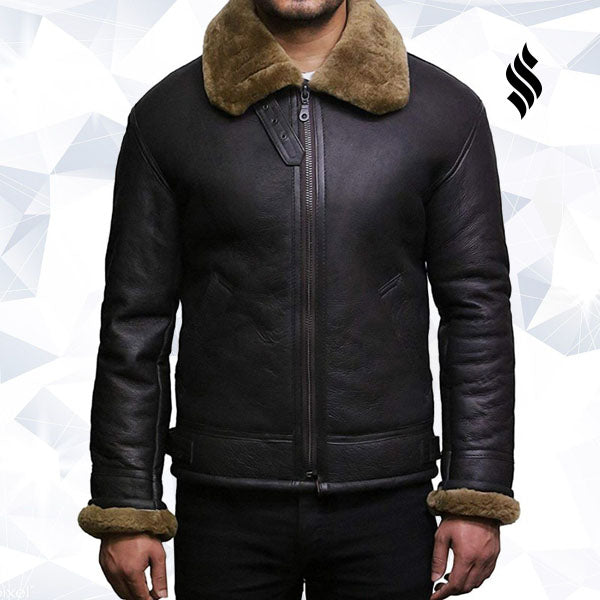 Men's Aviator RAF B3 shearling sheepskin Flying Bomber jacket - Shearling leather
