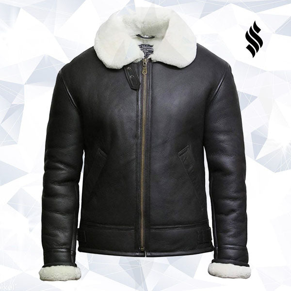 Men's Aviator RAF B3 shearling sheepskin Flying Bomber jacket - Shearling leather