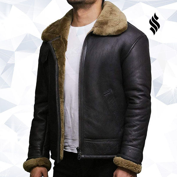 Men's Aviator RAF B3 shearling sheepskin Flying Bomber jacket - Shearling leather