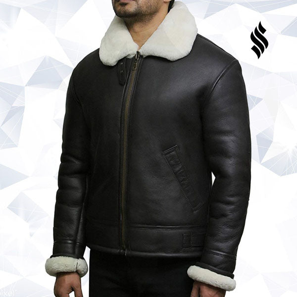 Men's Aviator RAF B3 shearling sheepskin Flying Bomber jacket - Shearling leather