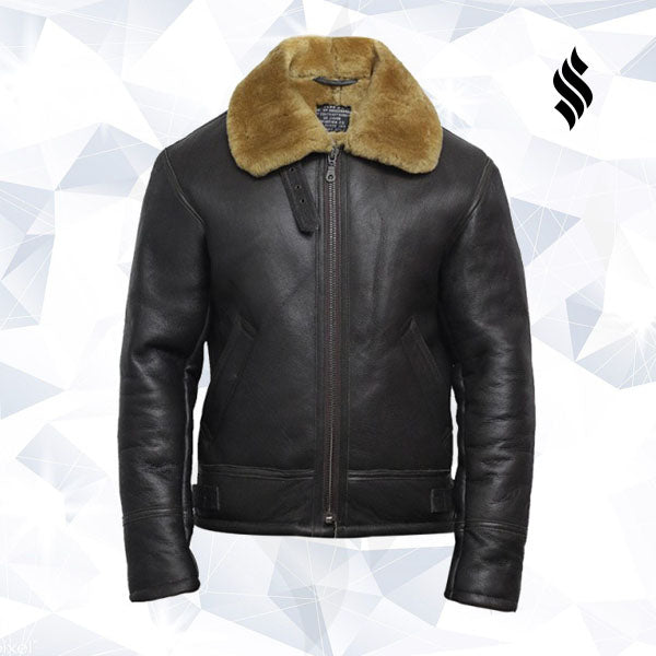Men's Aviator RAF B3 shearling sheepskin Flying Bomber jacket - Shearling leather