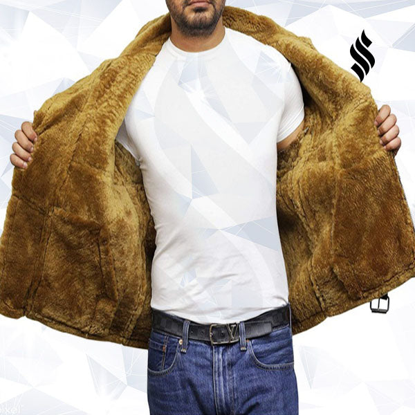 Men's Aviator Real Shearling Sheepskin Leather Bomber Flying Jacket - Shearling leather