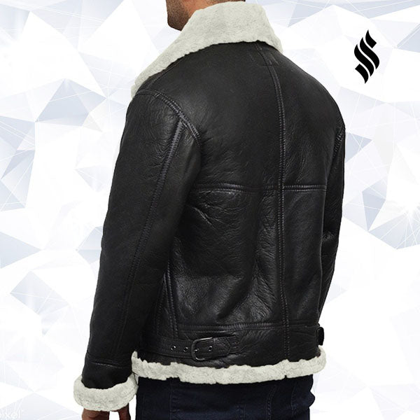 Men's Aviator Real Shearling Sheepskin Leather Flying Jacket - Shearling leather