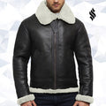 Men's Aviator Real Shearling Sheepskin Leather Flying Jacket - Shearling leather