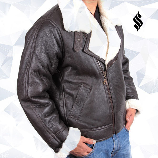 Men's B3 Aviator Shearling Sheepskin Leather Flying Jacket - Shearling leather