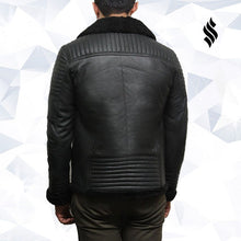 Load image into Gallery viewer, Men&#39;s Black Sheepskin Flying Jacket - Shearling leather
