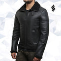 Men's Black Sheepskin Flying Jacket - Shearling leather