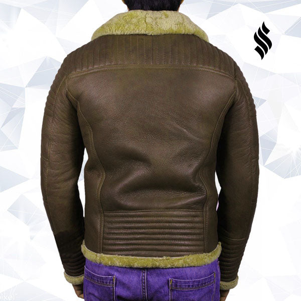 Men's Brown Sheepskin Flying Jacket - Shearling leather