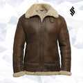 Men's Brown Sheepskin Flying Jacket - Shearling leather