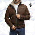 Men's Brown Genuine Shearling Sheepskin Leather Jacket Vintage - Shearling leather