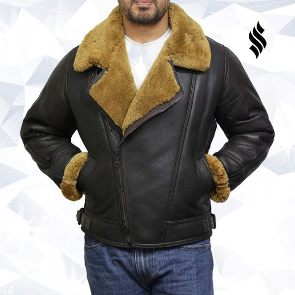Men's Leather Shearling Sheepskin Jacket - Shearling leather