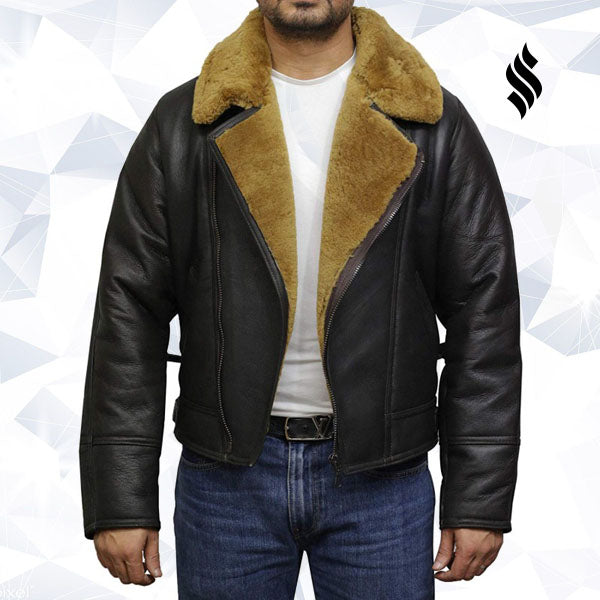 Men's Leather Shearling Sheepskin Jacket - Shearling leather