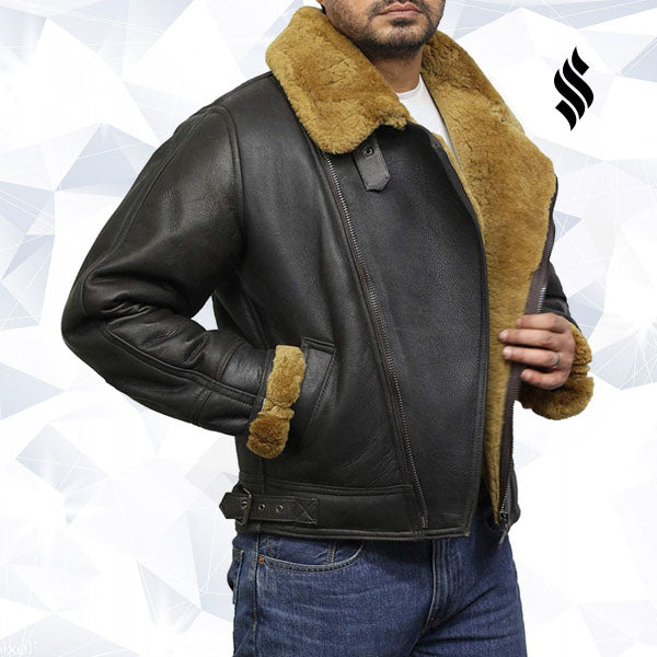 Men's Leather Shearling Sheepskin Jacket - Shearling leather